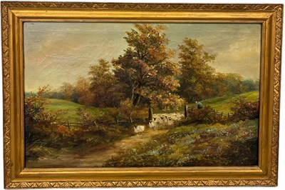 Lot 315 - AN OIL ON CANVAS PAINTING DEPICTING A FARMER...