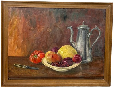 Lot 331 - AN OIL ON CANVAS STILL LIFE PAINTING, 

50cm x...