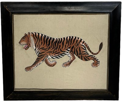 Lot 375 - AN INDIAN PAINTING ON SILK DEPICTING A BENGAL...