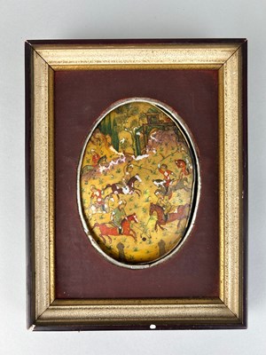 Lot 421 - A PERSIAN PAINTING ON METAL, 

12cm x 8cm...