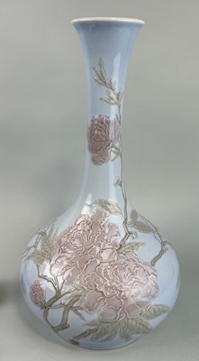 Lot 429 - A TALL LLADRO CERAMIC VASE DECORATED WITH...