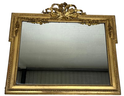 Lot 446 - A 19TH CENTURY FRENCH GILT WOOD WALL MIRROR,...