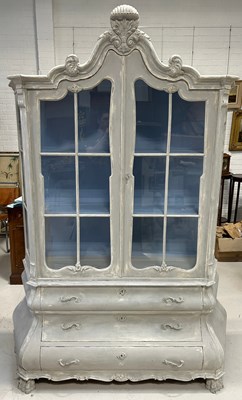 Lot 456 - A LARGE GREY PAINTED FRENCH ARMOIRE, 

220cm x...