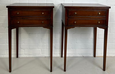 Lot 480 - A PAIR OF MAHOGANY SIDE TABLES EACH WITH TWO...