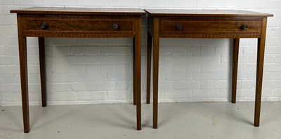 Lot 483 - A PAIR OF SHERATON REVIVAL MAHOGANY CONSOLE...