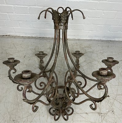 Lot 505 - A FRENCH WROUGHT IRON CHANDELIER, 

68cm x 68cm