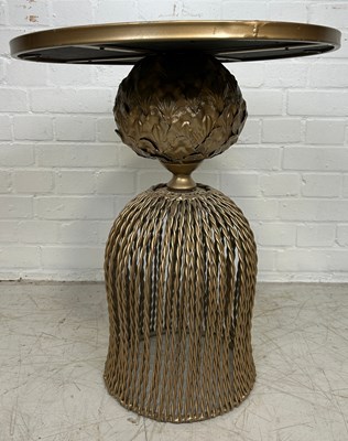 Lot 506 - A GILT METAL SIDE TABLE WITH MIRRORED TOP,...