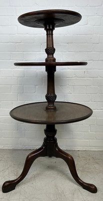 Lot 511 - A 19TH CENTURY MAHOGANY THREE TIER TABLE