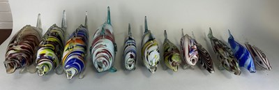 Lot 566 - A COLLECTION OF TWELVE GLASS FISH, 

Small and...