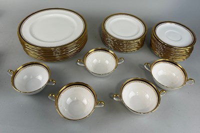 Lot 593 - A PART AYNSLEY DINNER / TEA SERVICE BLUE RIM...