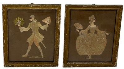 Lot 608 - A PAIR OF 19TH CENTURY SILK EMBROIDERED...