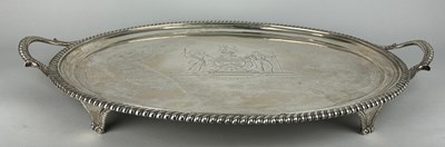 Lot 2 - A GEORGE III SILVER TRAY, Marked for John...