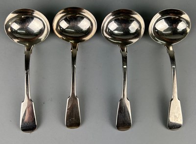 Lot 36 - FOUR GEORGE IV SILVER LADLES MARKED FOR JAMES...