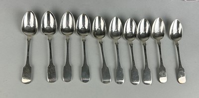 Lot 42 - A SET OF TEN SILVER VICTORIAN TEASPOONS,...