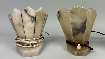 Lot 987 - A MATCHED PAIR OF MARBLE ART DECO LAMPS