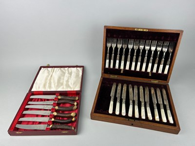 Lot 56 - A SILVER PLATED AND MOTHER OF PEARL CUTLERY...