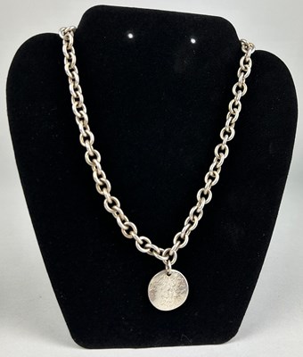 Lot 60 - A TIFFANY AND CO SILVER CHAIN WITH INSCRIBED...