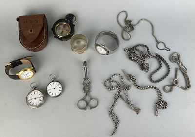 Lot 62 - A COLLECTION OF SILVER POCKET WATCHES, CHAINS,...