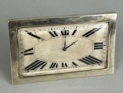 Lot 64 - A SILVER PLATED DESK CLOCK MARKED 925.