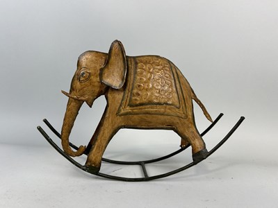 Lot 648 - A MINIATURE INDIAN PAINTED ELEPHANT ROCKING HORSE