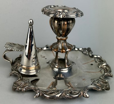 Lot 111 - A 19TH CENTURY SHEFFIELD SILVER PLATED CHAMBER...