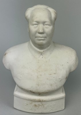 Lot 112 - A BISQUE PORCELAIN BUST OF MAO ZEDONG, 

18cm...